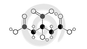 citric acid molecule, structural chemical formula, ball-and-stick model, isolated image colorless weak organic acid