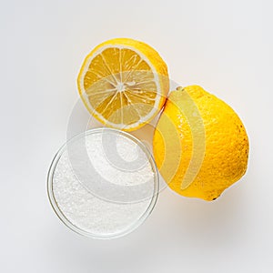 Citric acid on a white acrylic background