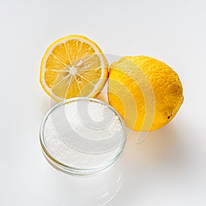 Citric acid on a white acrylic background