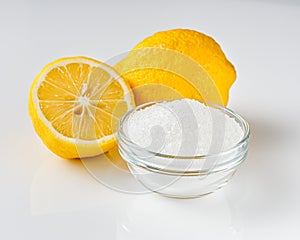 Citric acid on a white acrylic background