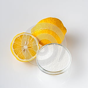 Citric acid on a white acrylic background