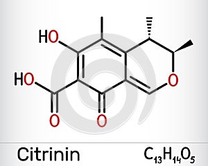 Citrinin molecule. It is antibiotic and mycotoxin from Penicillium citrinum. Skeletal chemical formula