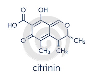 Citrinin mycotoxin molecule. Skeletal formula.