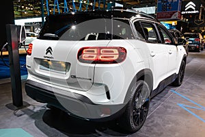 Citroen C5 AirCross new hybrid  SUV car model shown at the Autosalon 2020 Motor Show. Brussels, Belgium - January 9, 2020