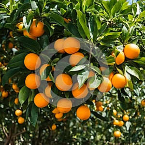 Citrus Abundance: Sun-kissed Oranges on the Tree