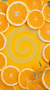 Citrus allure Fresh orange, yellow background, a canvas with space