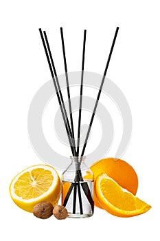 Citrus aromatic diffuser with citrus scent isolated on white background