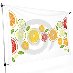 Citrus banner isolated on white background photo