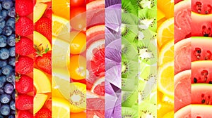 Citrus fruit. Collage of orange, lemon, lime, grapefruit slices.