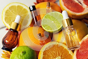 Citrus fruit essential oils and cosmetics photo