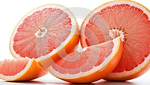 Citrus fruit. Half of fresh grapefruit isolated on white