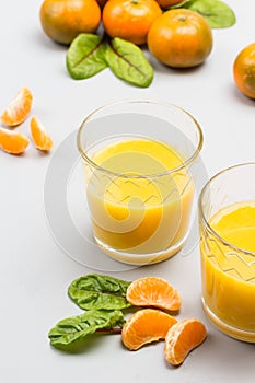 Citrus fruit juice in glasses