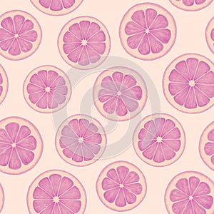 Citrus fruit seamless pattern. Colorful vivid print with juicy lemon slices. Repeated luxury design for packaging