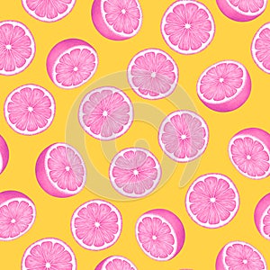 Citrus fruit seamless pattern. Colorful vivid print with juicy orange slices. Repeated luxury design for packaging