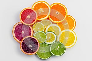 Citrus fruit slices in radial pattern