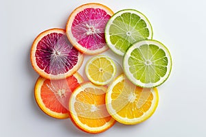 Citrus fruit slices in radial pattern