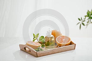 Citrus fruit vitamin c serum oil beauty care, anti aging natural cosmetic. essence, aromatherapy