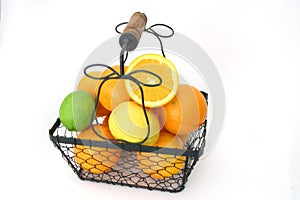 Citrus Fruit In A Wire Basket