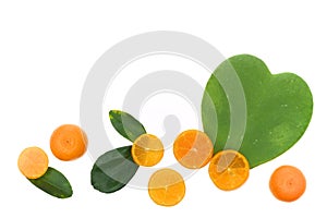 Citrus fruits background with heart