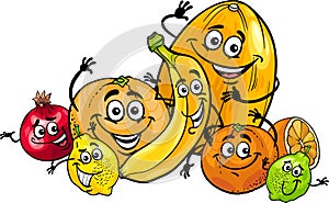 Citrus fruits group cartoon illustration