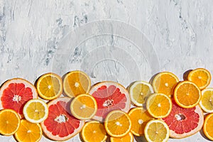 Citrus fruits. Orange, lemon, grapefruit