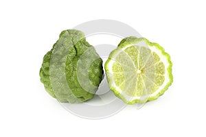 Citrus hystrix, Bergamot white background photo