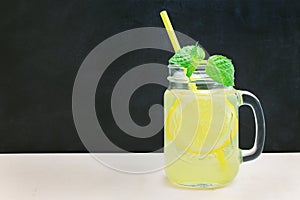 Citrus lemonade water with lemon sliced , healthy and detox