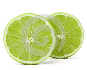 Citrus lime fruit half isolated on white background cutout