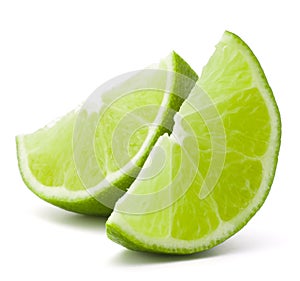 Citrus lime fruit segment isolated on white background cutout photo