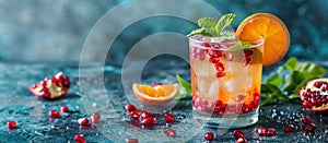 Citrus and Pomegranate Drink on Table