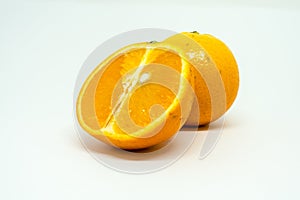 Citrus X sinensis Slices of Orange Isolated on White Background