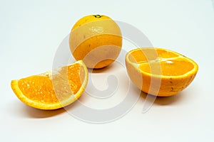 Citrus X sinensis Slices of Orange Isolated on White Background