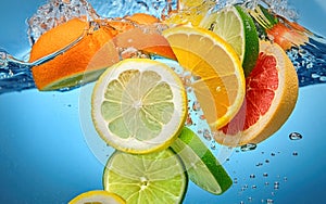 Citrus Surge: Freshness Bursting Through Water