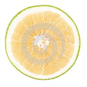 Citrus Sweetie or Pomelit, oroblanco isolated on white background close-up. Field with Clipping Path