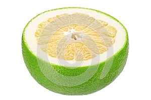 Citrus Sweetie or Pomelit, oroblanco isolated on white background close-up