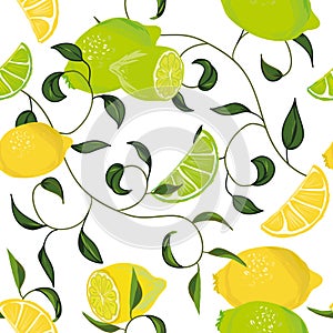 Citrus swirling seamless vector pattern