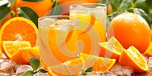 Citrus Symphony: Two Glasses of Fresh Orange Juice. Generative AI