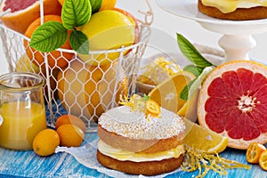 Citrus Victoria Sponge Cake with Lemon Curd