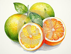 Citrus watercolor style isolated on white background