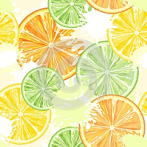 Citrus Watercolors Vector Seamless Textile Pattern Background photo