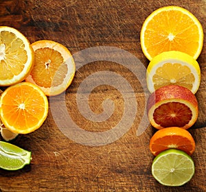 citruses assortment orange, lemon