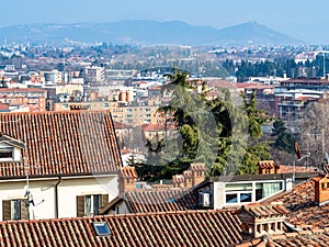 Citta Bassa (Lower Town) of Bergamo and mountains photo