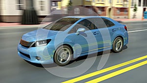 City abstract car view 3d