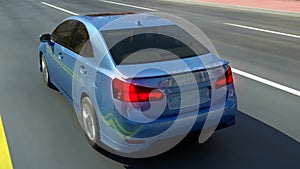 City abstract car view 3d