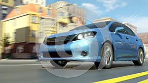 City abstract car view 3d