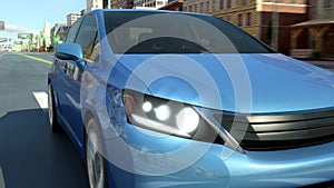 City abstract car view 3d