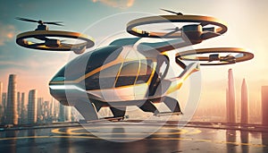 City Air Taxis and Autonomous Aerial Vehicles (AAVs) for Public Transportation in a Futuristic