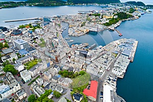 City of Alesund Norway Aerial footage