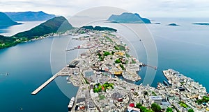 City of Alesund Norway Aerial footage