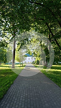 The city of Alexandrov in the Vladimir region of Russia, the Golden Ring of Russia. Kremlin. Central gate.